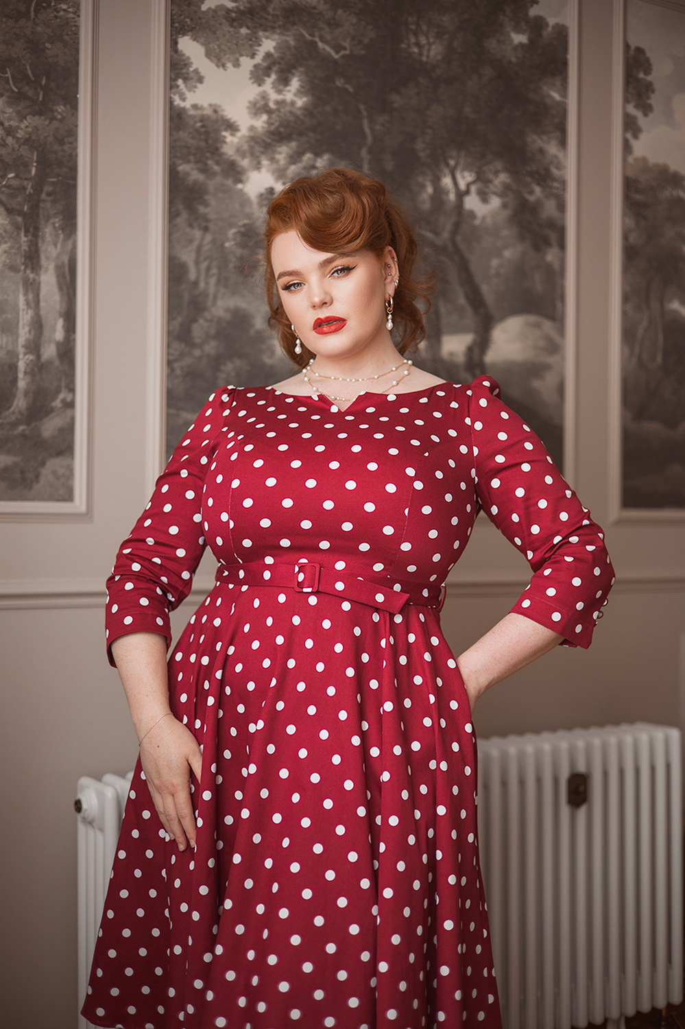 Rosetta Polka Dot Swing Dress in Plus Size